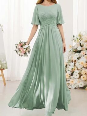 Elegant Sage Green Flutter Sleeve Maxi Dress